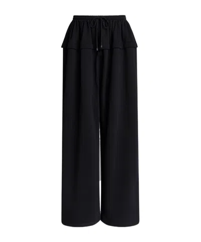 Alaïa Wide-leg Cotton Sweatpants In Black
