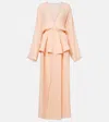 Alaïa Peplum Georgette Maxi Dress In Orange