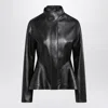 Alaïa Womens Noir Alaia Peplum Band-collar Leather Jacket In Black