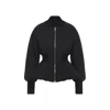 Alaïa Peplum Bomber Jacket Padded Ribbed Cuffs In Multi
