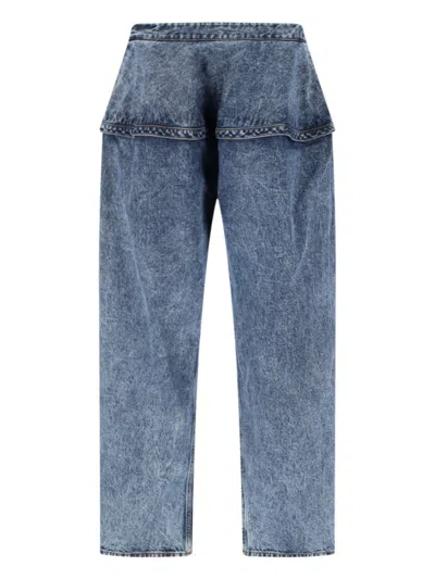 Alaïa 'peplum' Jeans In Blue