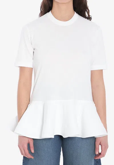Alaïa Peplum Jersey T-shirt In White
