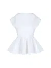 Alaïa Womens Peplum Cap-sleeves Knitted Top Blanc In White