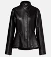 Alaïa Leather Jacket Collar Detail In Black