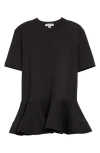 Alaïa Oversized Poplin-trimmed Cotton-jersey Peplum T-shirt In Noir Alaia