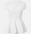 Alaïa Womens Peplum Cap-sleeves Knitted Top Blanc In White