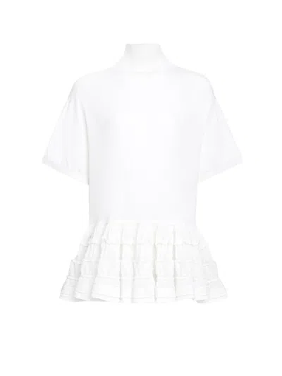 Alaïa Peplum Virgin Wool Sweater In White
