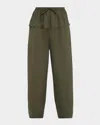 Alaïa Womens Olive Peplum Wide-leg Cotton-poplin Trousers In Green