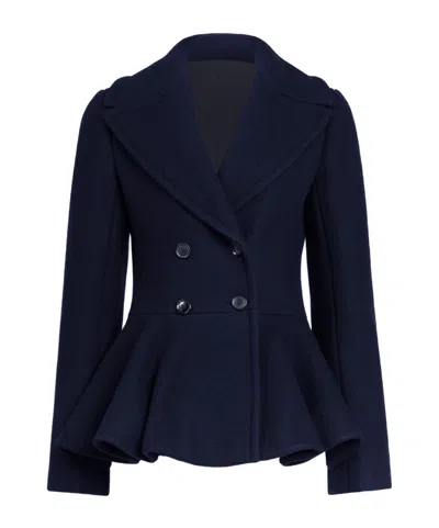 Alaïa Peplum Wool Caban In Black