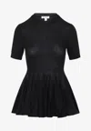 Alaïa Womens Noir Alaia Short-sleeve Peplum Wool Top In Black
