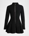 Alaïa Ribbed Wool And Cashmere-blend Peplum Cardigan In Noir Alaia
