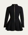 Alaïa Ribbed Wool And Cashmere-blend Peplum Cardigan In Noir Alaia