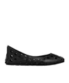 Alaïa Perforated Leather Ballerina Flats With Square Front Detail In Black