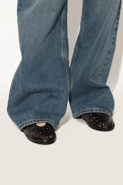 Alaïa Perforated Ballet Flats In Black