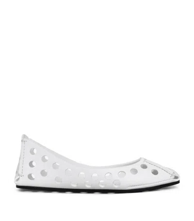 Alaïa Perforated Ballet Flats In White