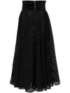 Alaïa Belted Flared Midi Skirt In Black