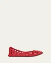 Alaïa Perforated Leather Ballerina Flats In Laque