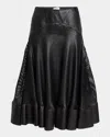 Alaïa Perforated Leather Flare Skirt In Black
