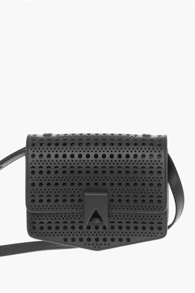 Alaïa Perforated Leather Le Papa Small Crossbody Bag In Noir