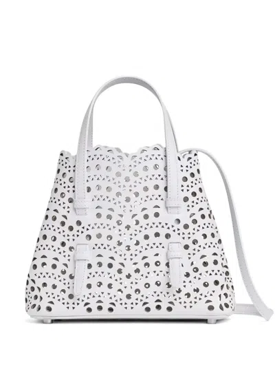 Alaïa Alaia Perforated Leather Tote Bag In Blanccasse