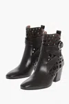 Alaïa Perforated Leather Vienne Booties With Ankle Strap 6cm In Brown