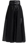 Alaïa Belted Flared Midi Skirt In Black