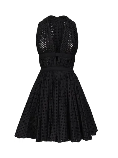 Alaïa Perforated Poplin Mini Dress
