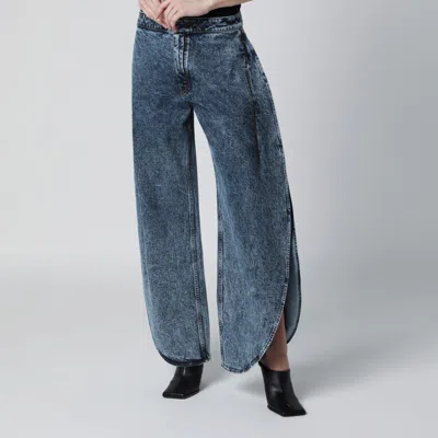 Alaïa Petal-cut Denim Trousers In Blue
