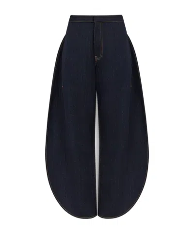 Alaïa Petal Denim Pants In Blue