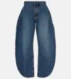 Alaïa Round Stretch Mid-rise Wide-leg Jeans In Blue