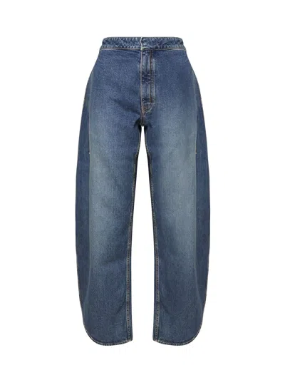 Alaïa Petal Jeans In Cotton Denim In Bleu Vintage