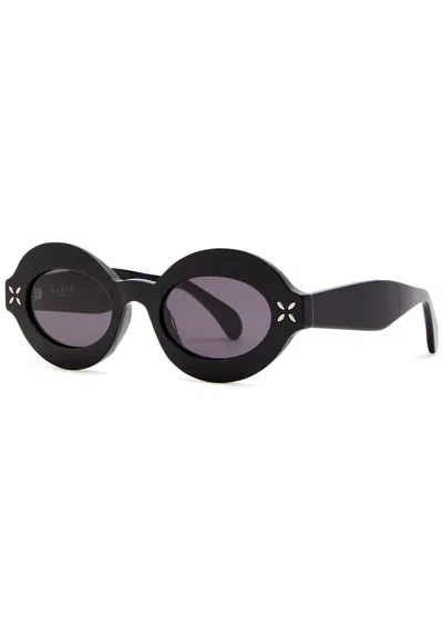 Alaïa Petal Oval-frame Sunglasses In Black