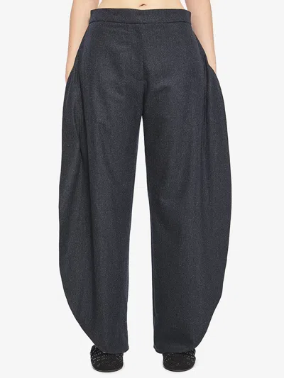 Alaïa Petal Trousers In Wool Flannel In Gray