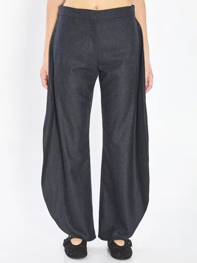 Alaïa Alaia Petal Trousers In Wool Flannel In Gray