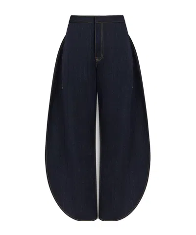 Alaïa Petal Wool Denim Trousers In Black