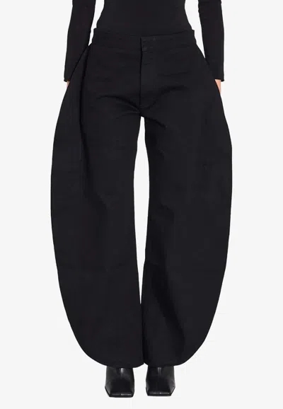 Alaïa Petals Wide-leg Denim Pants In Black