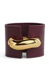 Alaïa Pierced Leather Cuff In Red