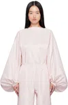 Alaïa Womens Alaia Balloon-sleeve Open-back Silk Bodysuit In 416 - Rose Pale