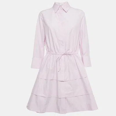 Pre-owned Alaïa Pink Cotton Cut-out Button Front Tiered Short Dress S