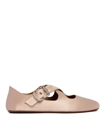 Alaïa Pink Crossed Strap Ballet Flats