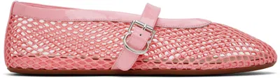 ALAÏA PINK FISHNET BALLERINA FLATS