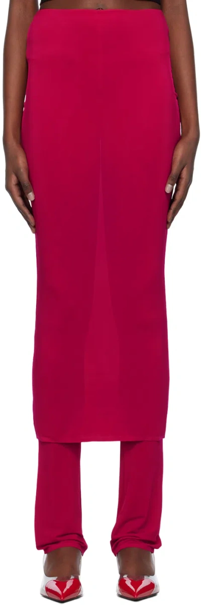 Alaïa Pink Fluid Maxi Skirt In 426 - Fuchsia