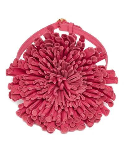 Alaïa Pink Leather Flower Choker In Red