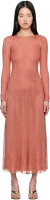 Alaïa Womens Chain Long-sleeves Woven Maxi Dress Corail In 390 - Corail