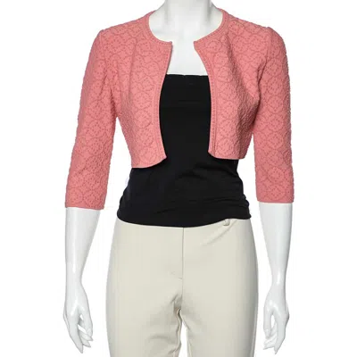 Alaïa Pink Patterned Knit Cropped Shrug M