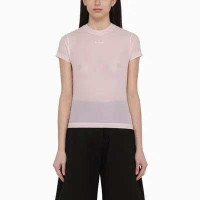 ALAÏA ALAÏA | PINK SEMI-TRANSPARENT T-SHIRT WITH LOGO