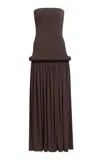 Alaïa Piped Jersey Maxi Dress In Maroon