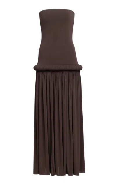 Alaïa Piped Jersey Maxi Dress In Maroon