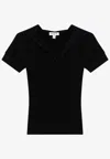 Alaïa Piqué Hooded V-neck T-shirt In Black