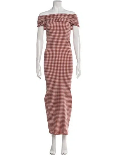 Pre-owned Alaïa Plaid Print Long Dress In Pink